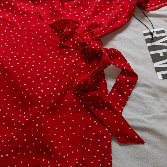 HYFVE wrap dress red polka dot size M NWOT - Picture 3 of 10